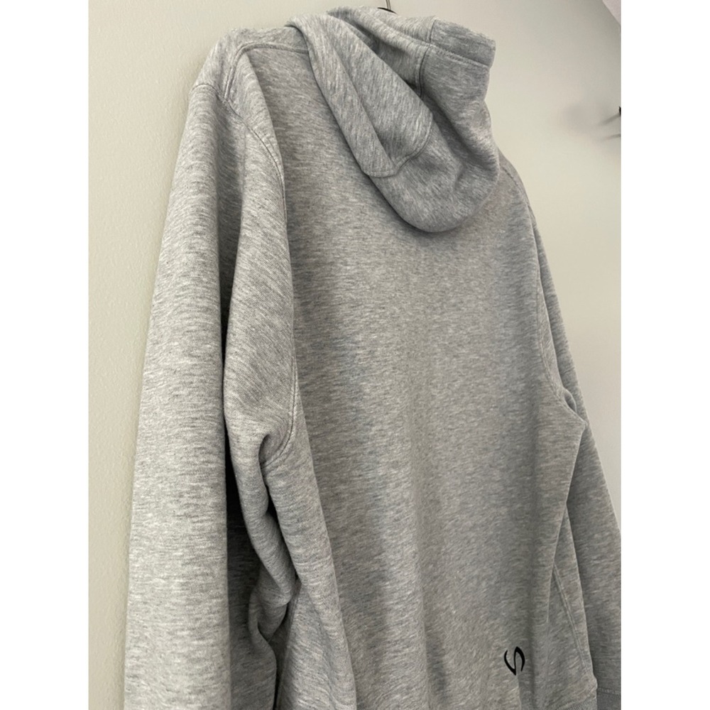 TLF Mens Heather Grey Pullover Hoodie Athleisure Sweatshirt Logo Patch - Picture 10 of 11